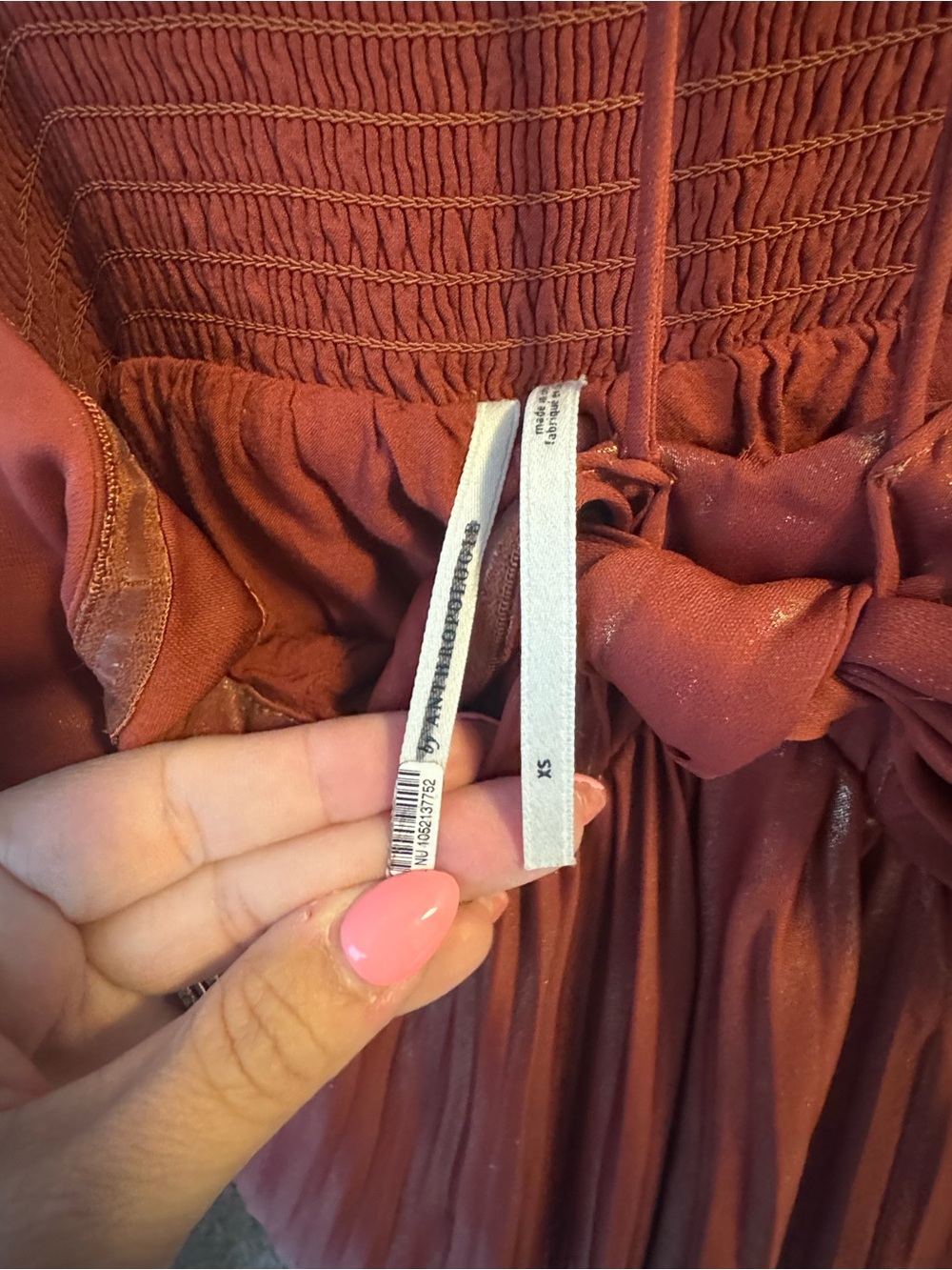 Anthropologie Metallic Copper-Bronze Strapless Pleated Maxi Dress - Picture 4 of 4